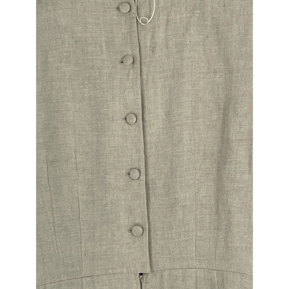 Maggy London Women 10 Dress Vest Set 100% Linen Beige Button Front - Picture 13 of 16